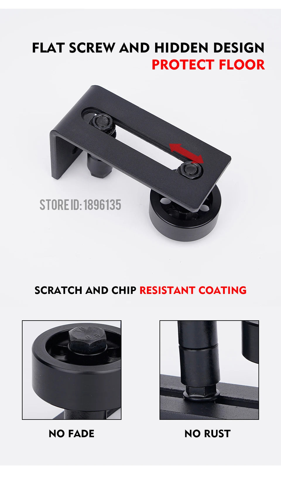 KAK 8 in 1 Sliding Door Slides Rails Barn Door Floor Guide Stay Roller for Bottom Adjustable Roller Flush Design Door Hardware