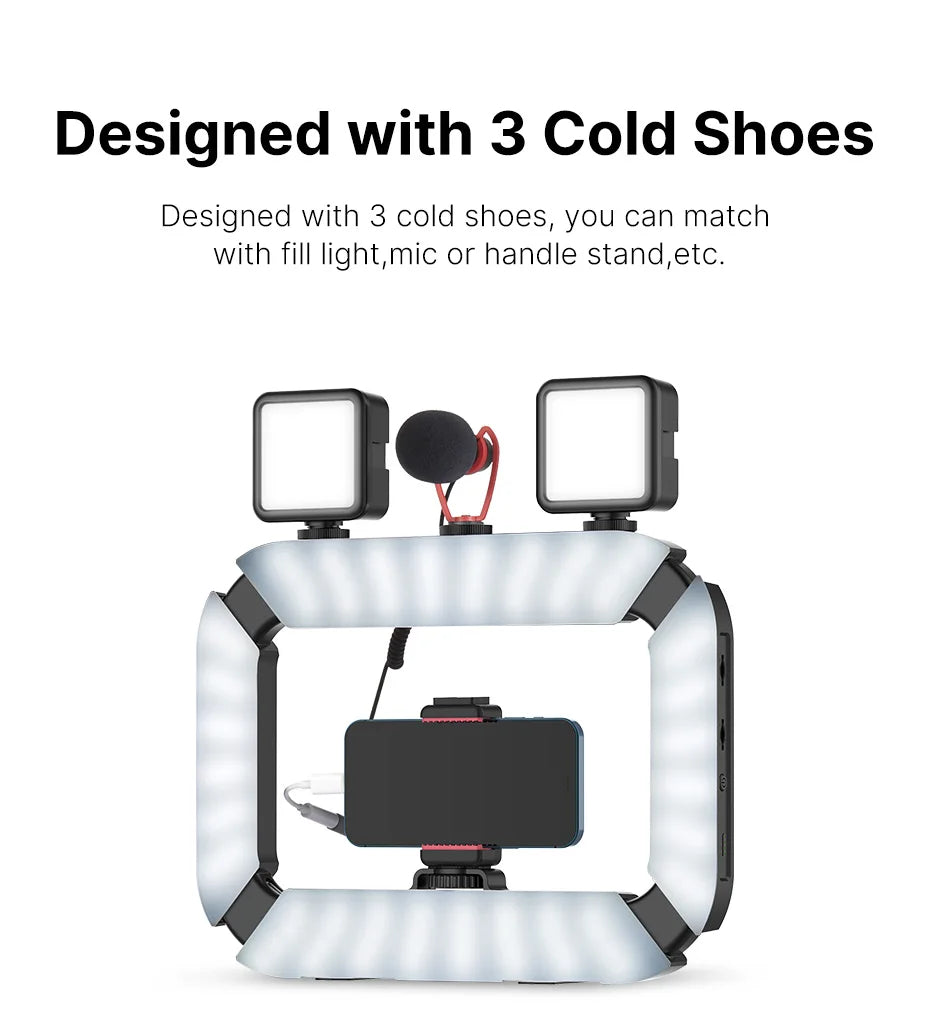 Ulanzi U-200 Ring Light Photography Led Video light BI-color Camera With phone clip cold shoe for Youtube Live Rig lamp