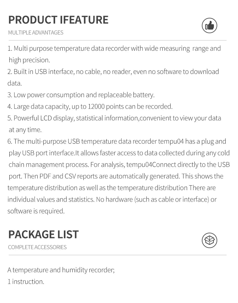 Mini USB Temperature Data Logger RC-4/4HC/5/5+/GSP-6 Digital 16000 Point  Humidity Internal Sensor High Precision Recorder