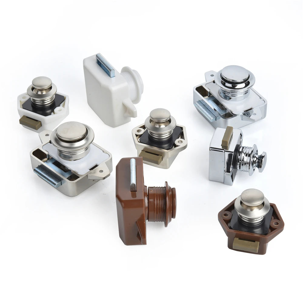 KAK 10pcs Camper Car Push Lock RV Caravan Boat Motor Home Cabinet Drawer Latch Button Locks Furniture Door Lock Hardware