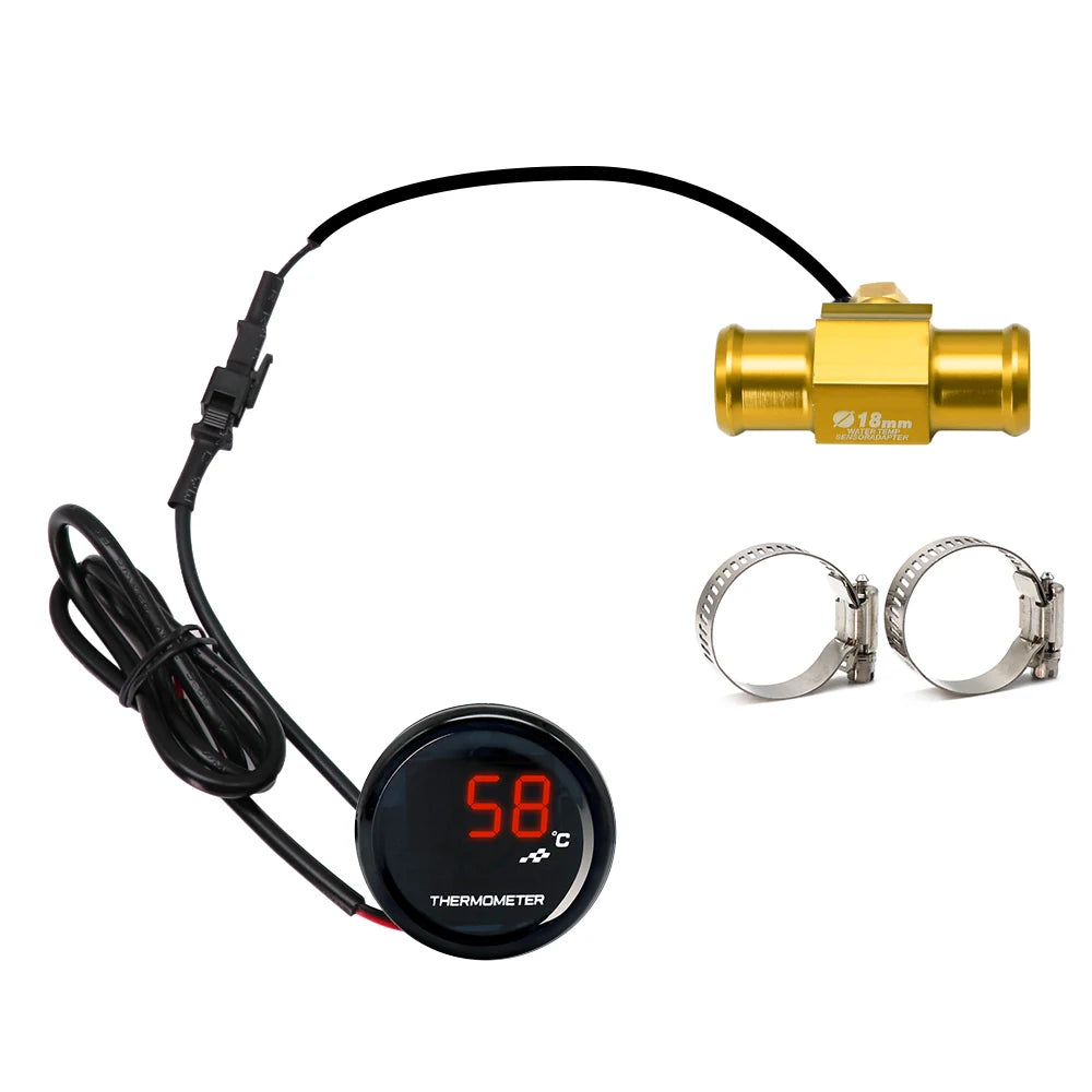 ZS Racing Motorcycle KOSO Water Temperature Mini Meter With 18mm Sensor Water Temp Adapter For Honda Yamaha Suzuki Racing