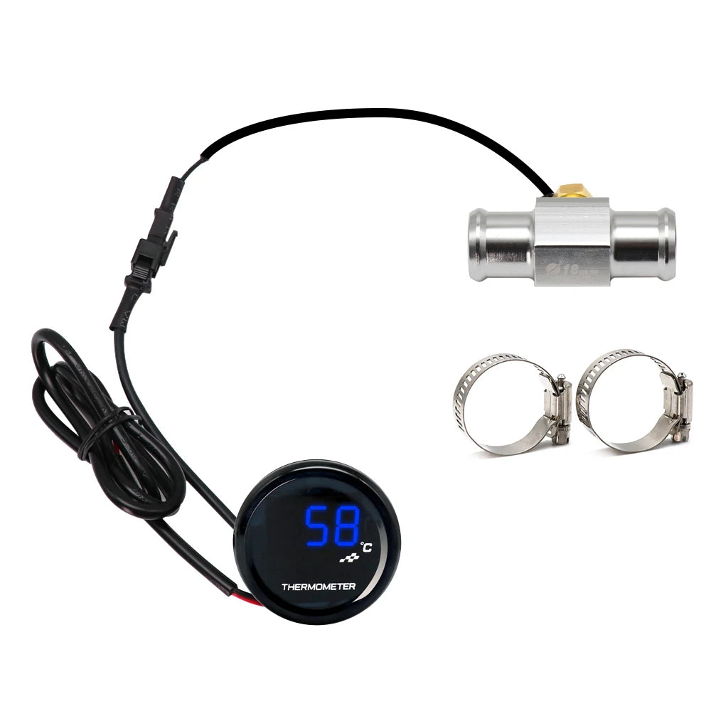 ZS Racing Motorcycle KOSO Water Temperature Mini Meter With 18mm Sensor Water Temp Adapter For Honda Yamaha Suzuki Racing