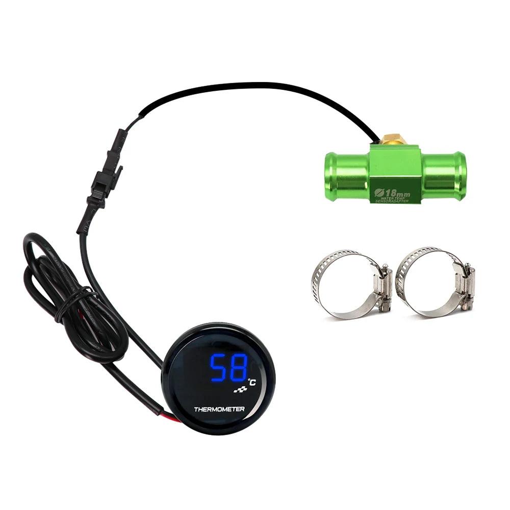 ZS Racing Motorcycle KOSO Water Temperature Mini Meter With 18mm Sensor Water Temp Adapter For Honda Yamaha Suzuki Racing