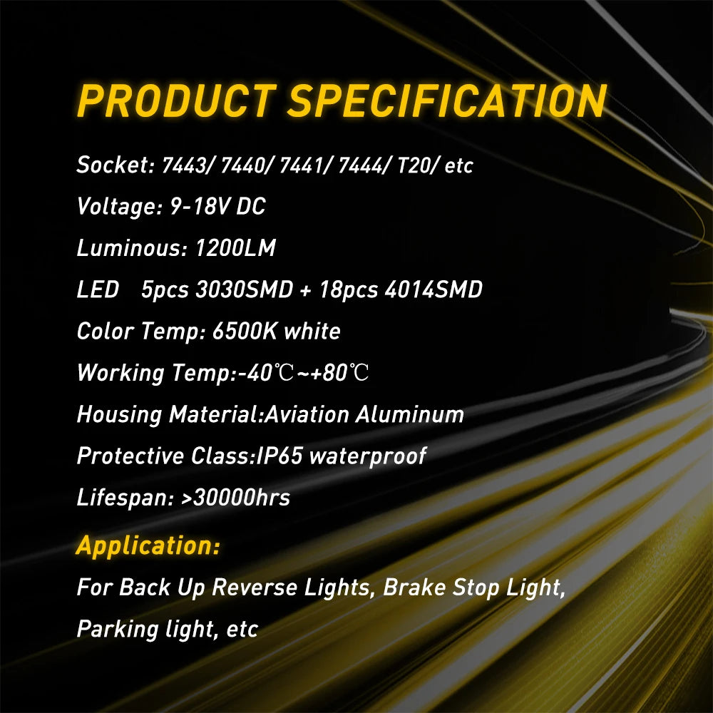 AUXITO 2Pcs T20 W21/5W 7443 7440 LED Canbus Light For Lada Kalina Granta Vesta DRL W21W WY21W LED Bulbs 6500K White Super Bright