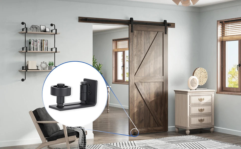 KAK 8 in 1 Sliding Door Slides Rails Barn Door Floor Guide Stay Roller for Bottom Adjustable Roller Flush Design Door Hardware