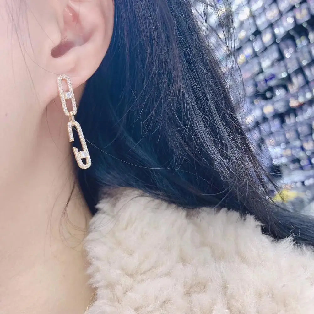 Luxury Winding Lines Geometry Full Mirco Paved Microl Zirconia Naija Wedding Earring Fashion Jewelry E7993