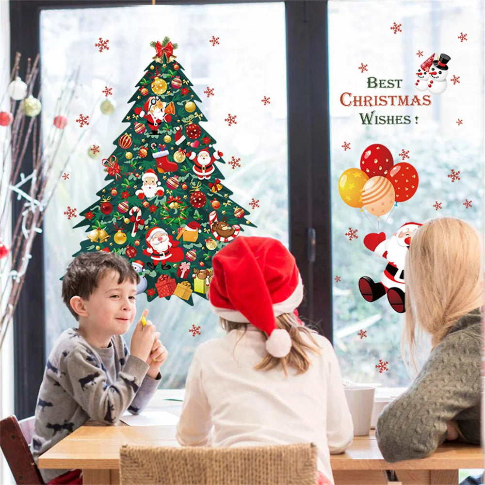Merry Christmas Window Stickers Christmas Decorations for Home Xmas Wall Stickers Decals Decor Navidad 2022 New Year Big Sticker