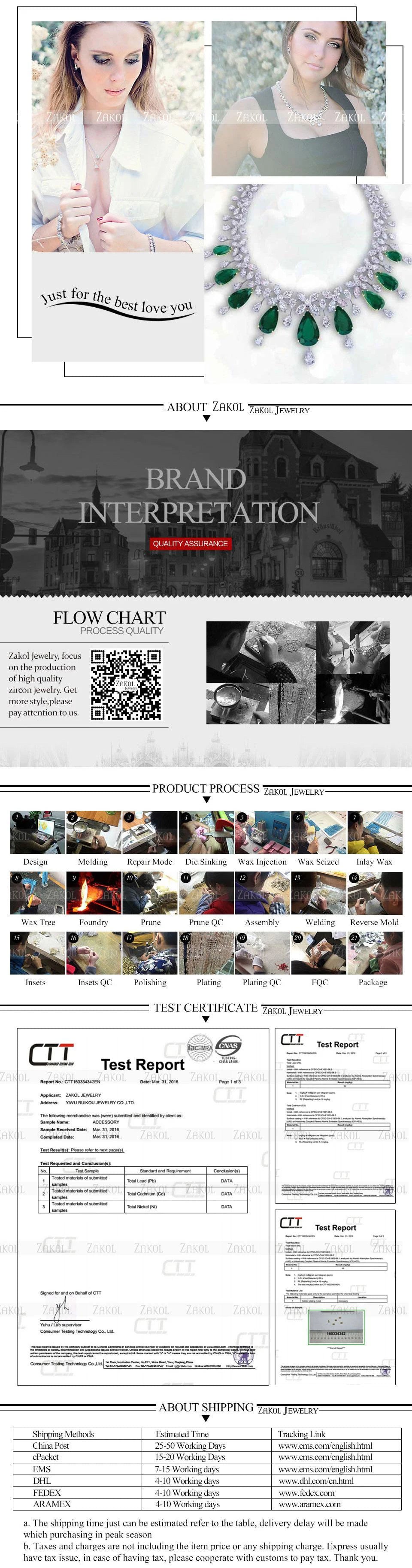 ZAKOL Stylish Geometric Drop Cubic Zirconia Earrings Women Elegant Bridal Wedding Party Jewelry Accessories Wholesale EP2242