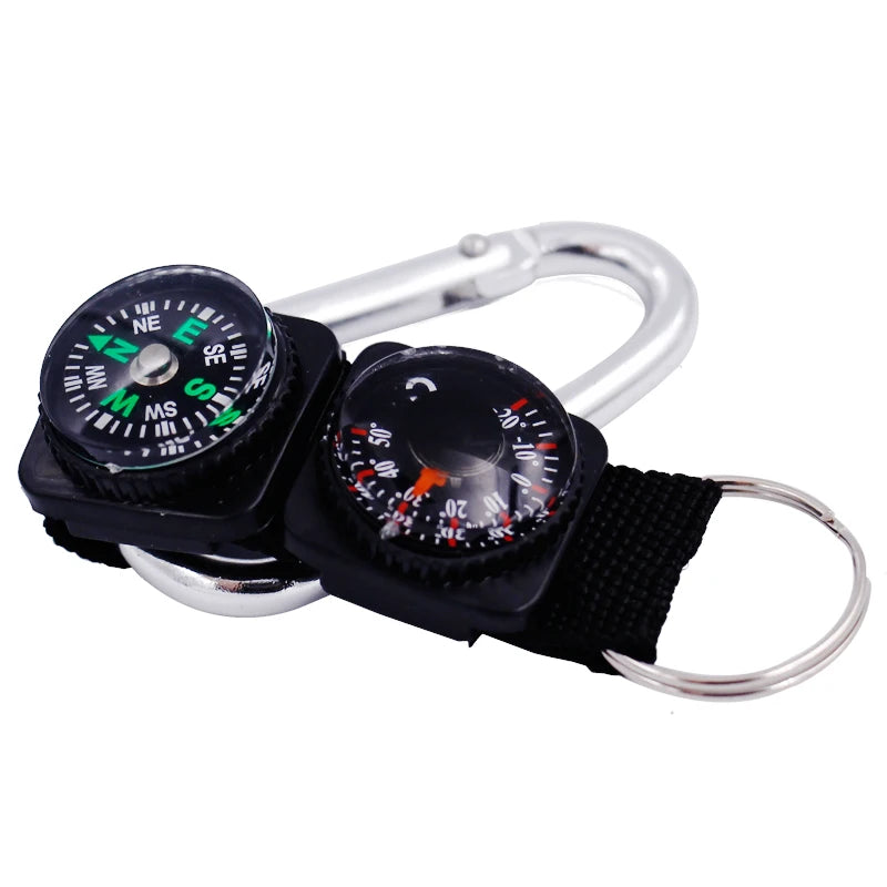 Mini Keychain multifunction Camping Compass Thermometer Outdoor Climbing Temperature tester helping Survival device 40%off