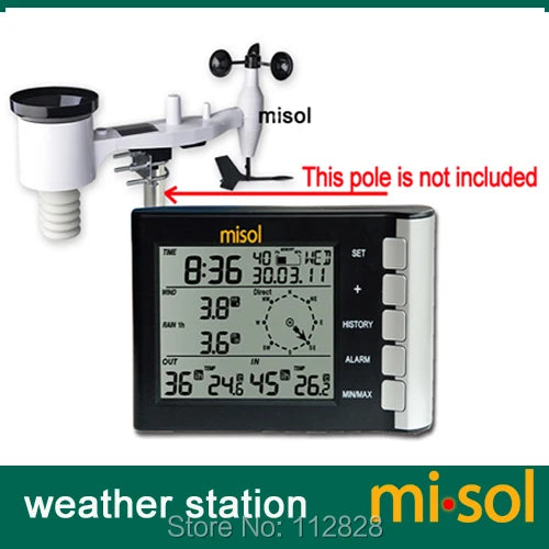 professional weather station wind speed wind direction temperature humidity rain 433Mhz