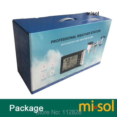 professional weather station wind speed wind direction temperature humidity rain 433Mhz