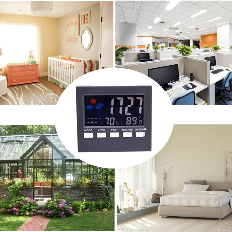 Multi-functional Colorful Weather station Digital Thermometer Hygrometer Alarm Calendar Weather LCD Display with Snooze