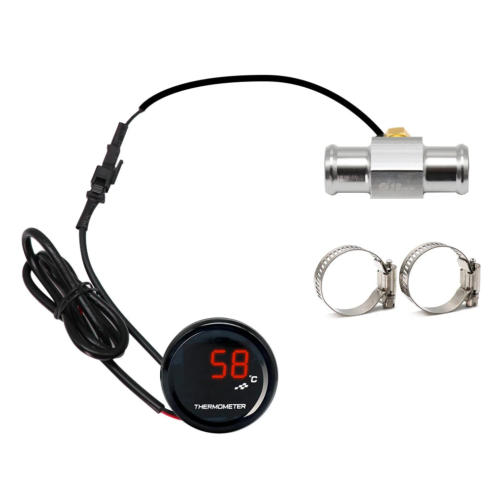 ZS Racing Motorcycle KOSO Water Temperature Mini Meter With 18mm Sensor Water Temp Adapter For Honda Yamaha Suzuki Racing