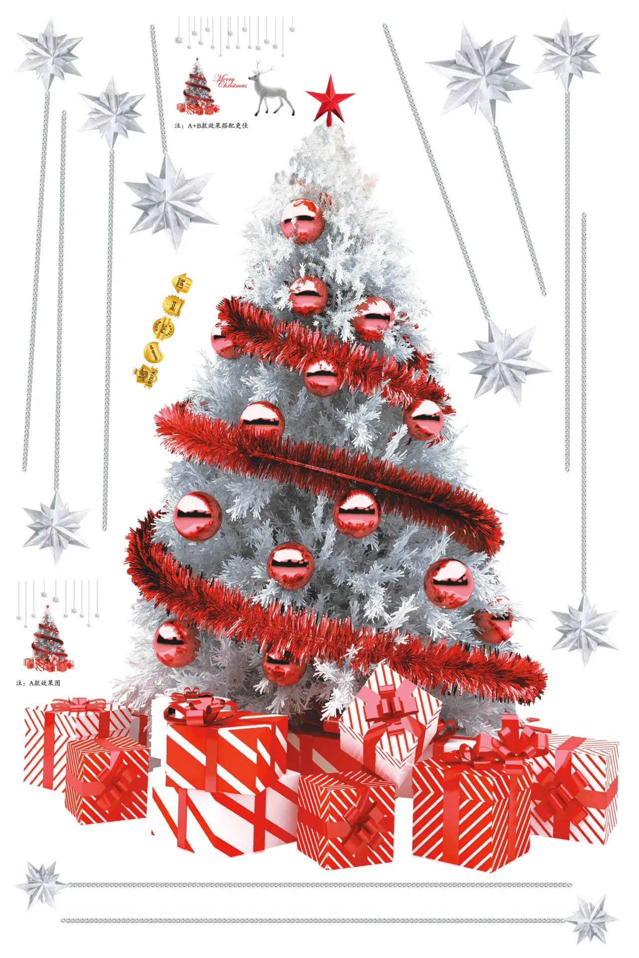 Merry Christmas Window Stickers Christmas Decorations for Home Xmas Wall Stickers Decals Decor Navidad 2022 New Year Big Sticker