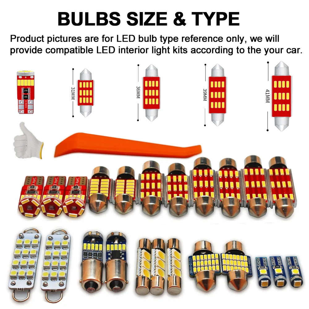 For Daewoo Kalos 2002-2015 2016 2017 2018 2019 2020 Car Bulbs LED Interior Dome Reading Map Trunk Light Kit Number Plate Lamp