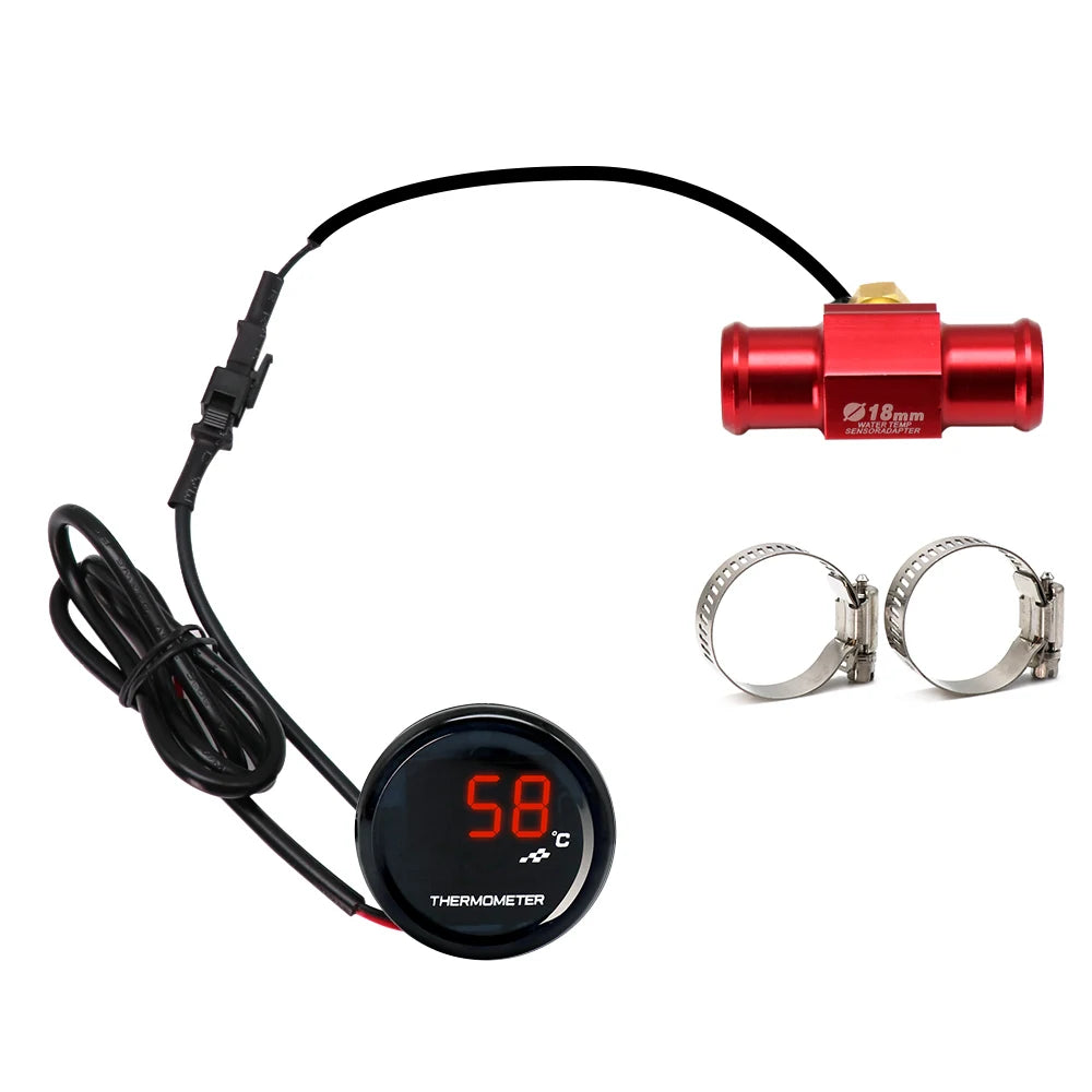 ZS Racing Motorcycle KOSO Water Temperature Mini Meter With 18mm Sensor Water Temp Adapter For Honda Yamaha Suzuki Racing