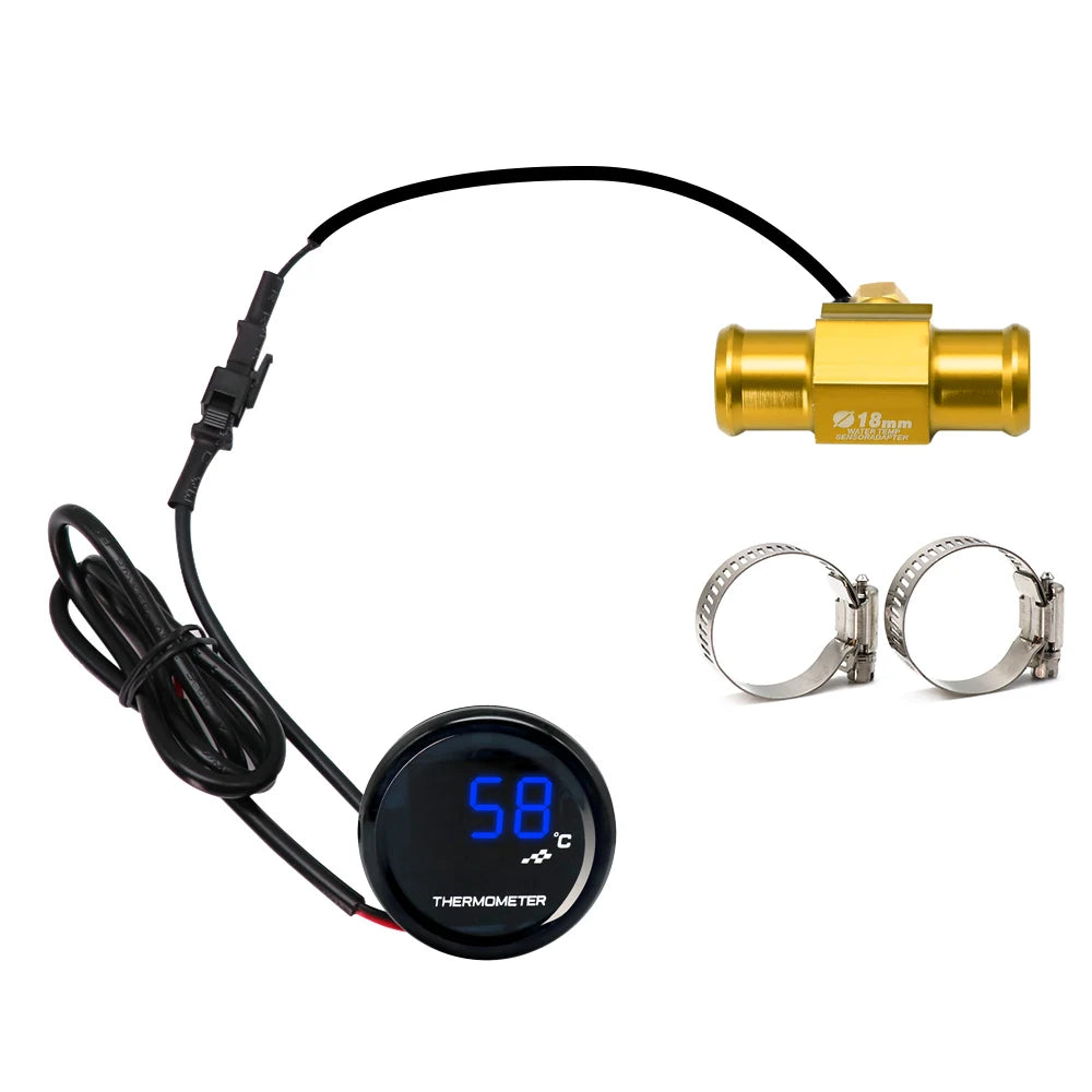 ZS Racing Motorcycle KOSO Water Temperature Mini Meter With 18mm Sensor Water Temp Adapter For Honda Yamaha Suzuki Racing
