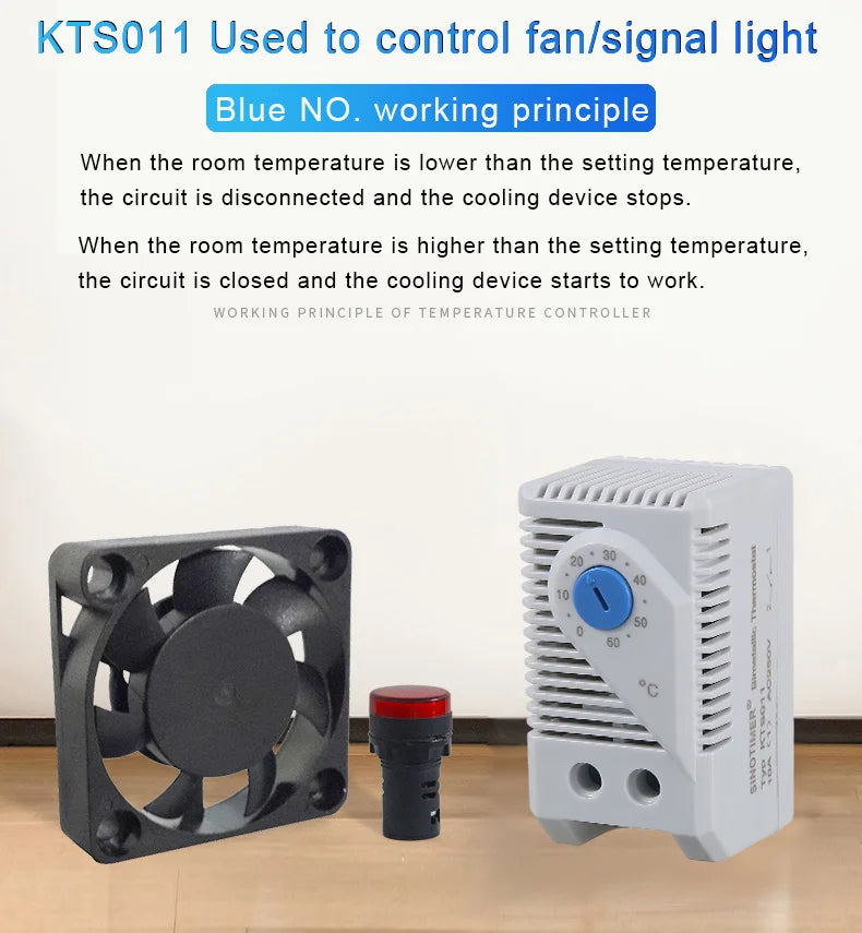 0-60'C KT0011 KTS011 DIN Rail Mini Compact Bimetallic Thermostat Mechanical Temperature Controller Normal Open Close