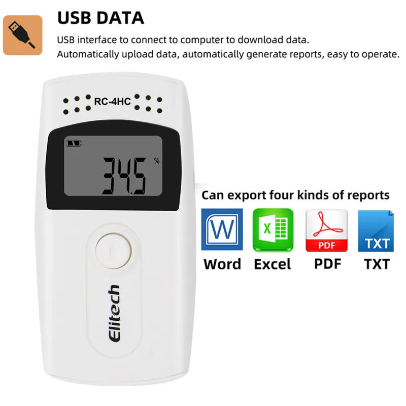 Mini USB Temperature Data Logger RC-4/4HC/5/5+/GSP-6 Digital 16000 Point  Humidity Internal Sensor High Precision Recorder