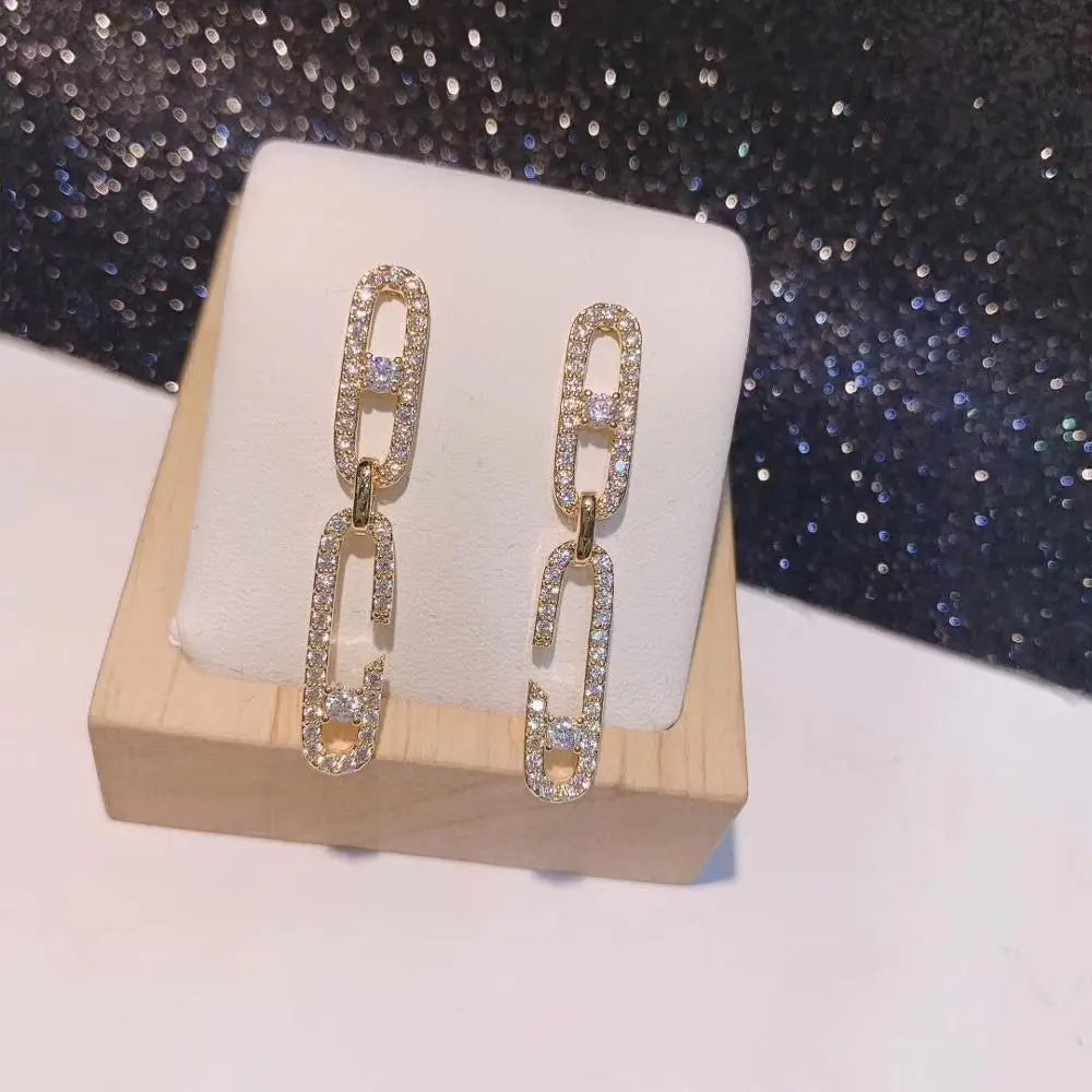 Luxury Winding Lines Geometry Full Mirco Paved Microl Zirconia Naija Wedding Earring Fashion Jewelry E7993