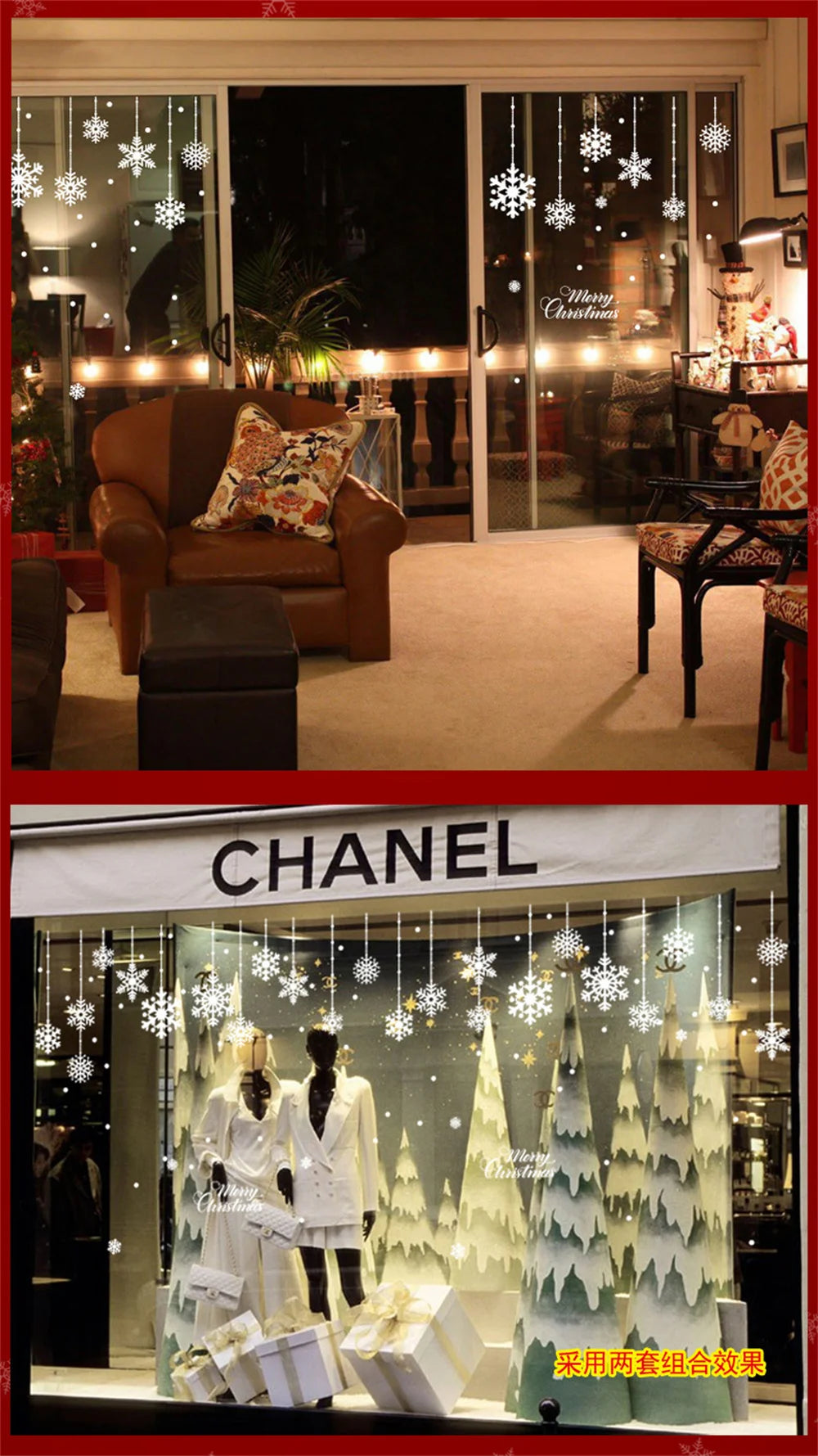 Merry Christmas Window Stickers Christmas Decorations for Home Xmas Wall Stickers Decals Decor Navidad 2022 New Year Big Sticker