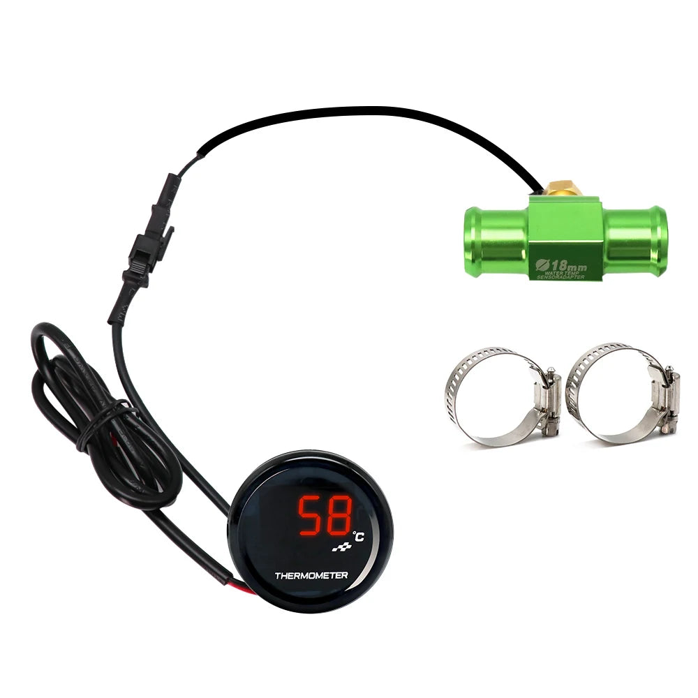 ZS Racing Motorcycle KOSO Water Temperature Mini Meter With 18mm Sensor Water Temp Adapter For Honda Yamaha Suzuki Racing