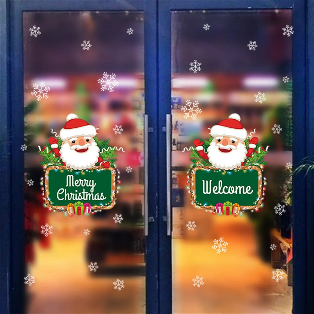 Merry Christmas Window Stickers Christmas Decorations for Home Xmas Wall Stickers Decals Decor Navidad 2022 New Year Big Sticker