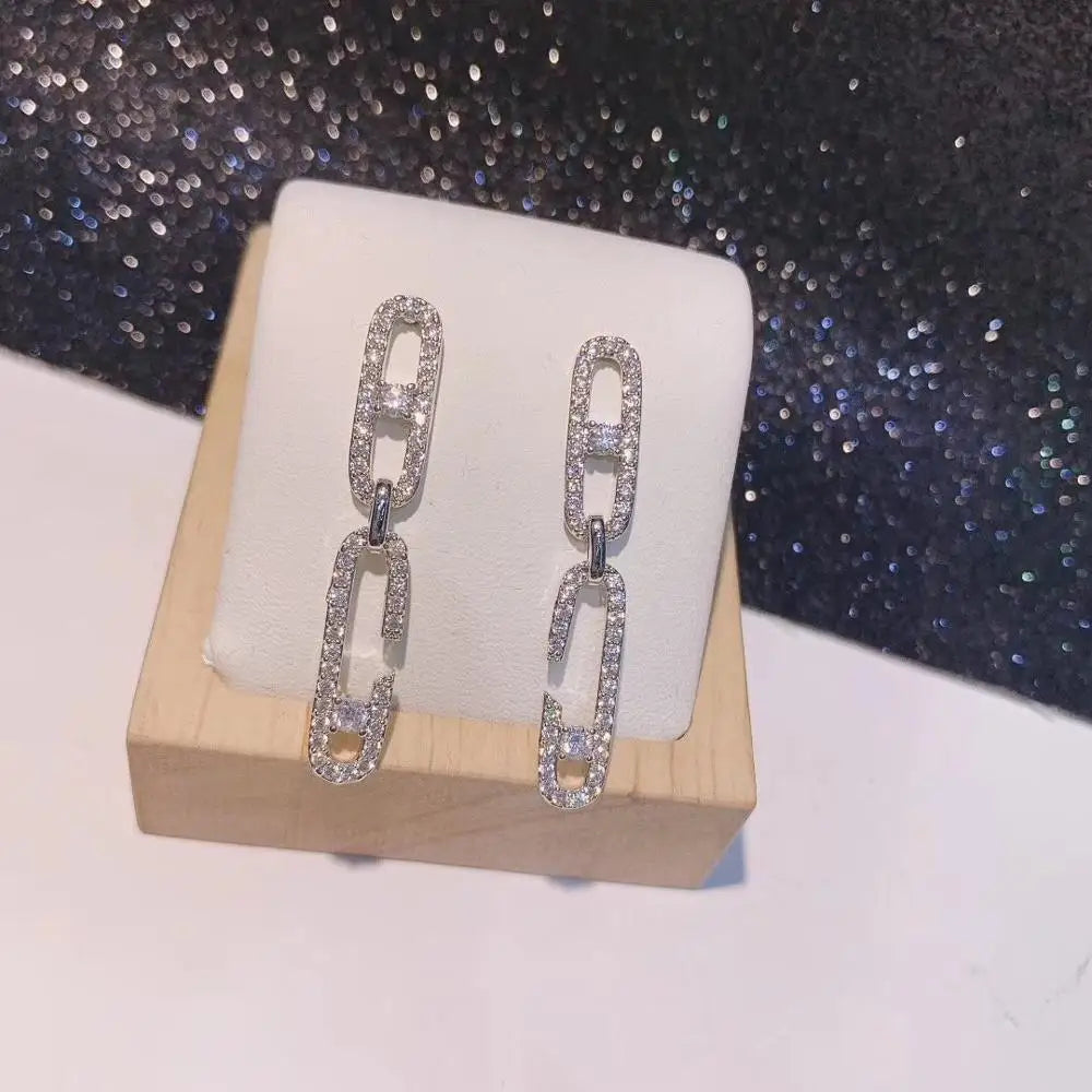 Luxury Winding Lines Geometry Full Mirco Paved Microl Zirconia Naija Wedding Earring Fashion Jewelry E7993