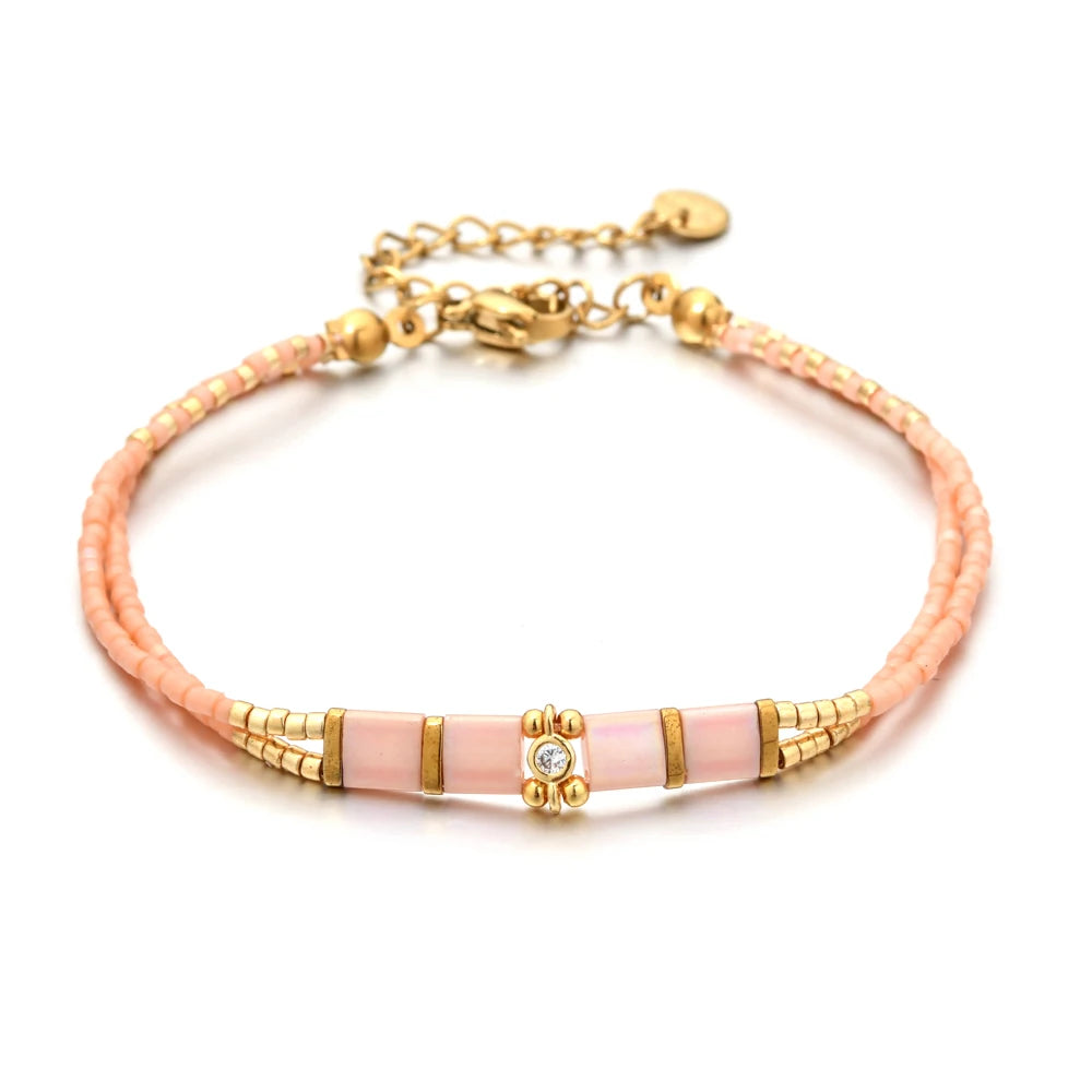 ZMZY New Miyuki Beads Design Bohemian Tila Beads Bracelet Handmade White Beads Woven Adjustable Hot Jewelry Gifts For Friend