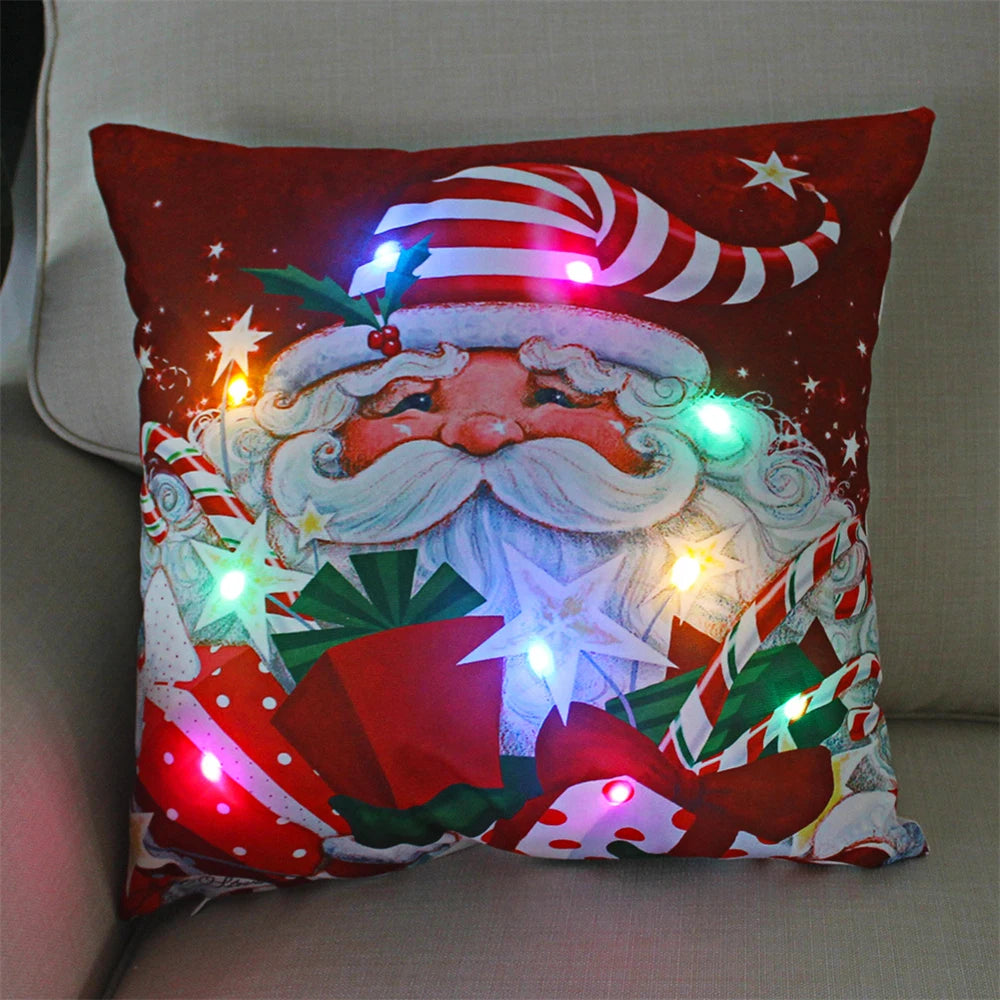 Decoración navideña Funda de almohada LED en conserva Navidad Regalo de Año Nuevo 45x45cm