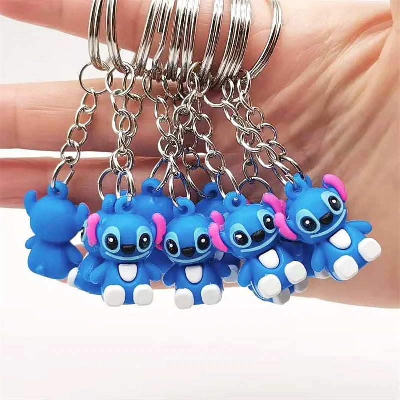 10Pcs/Lot Cartoon Keychain Cartoon Lilo & Stitch Cute Doll Keyring Ornament Key Chain Car Pendant Kids Gifts