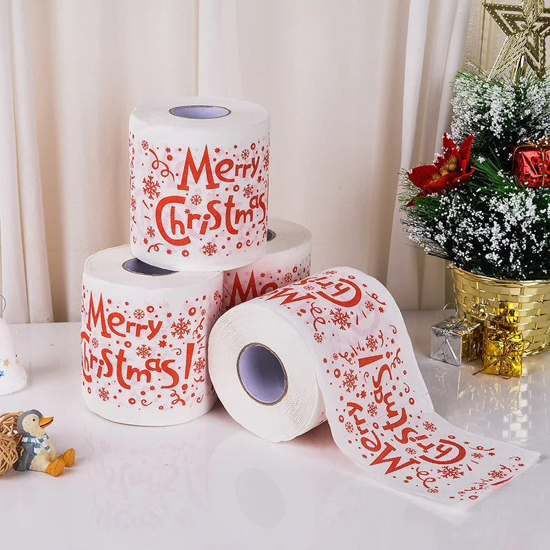 1/5pcs Happy 2026 New Year Christmas Toilet Roll Paper Xmas Tissue Roll Kitchen Home Decoration Holiday Party Supplies