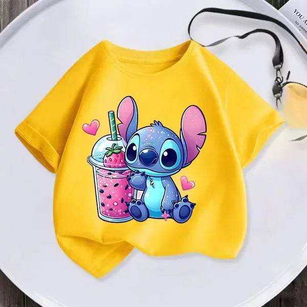 Kawaii Lilo Stitch Cartoon T Shirt Children Kids Stitch Cute Manga T-shirt Y2k Graphic Tshirt Girl Boy Top Tees Lilo and Stitch