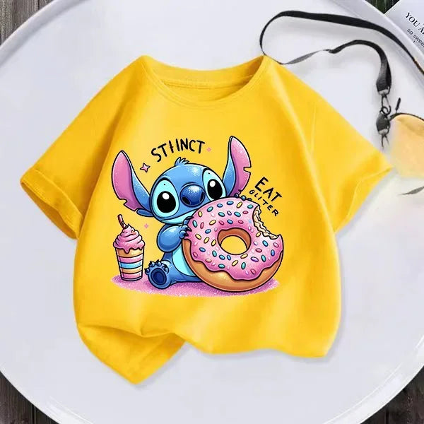 Kawaii Lilo Stitch Cartoon T Shirt Children Kids Stitch Cute Manga T-shirt Y2k Graphic Tshirt Girl Boy Top Tees Lilo and Stitch