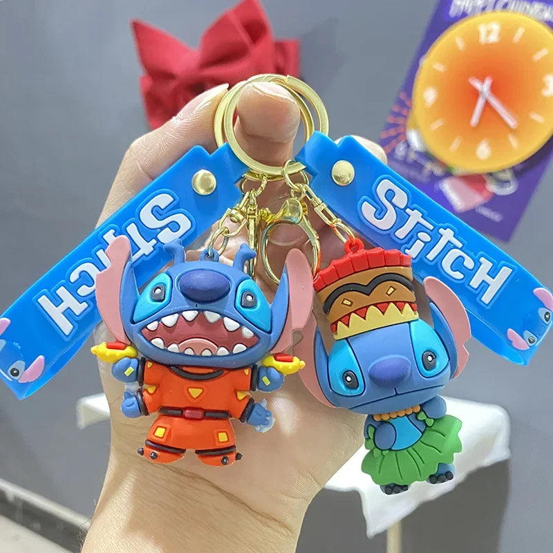 Cartoon Lilo & Stitch Keychains for Women Men Fans Cute Stitch Angel Lilo Keyrings Car Keys Holder Gifts for Friends