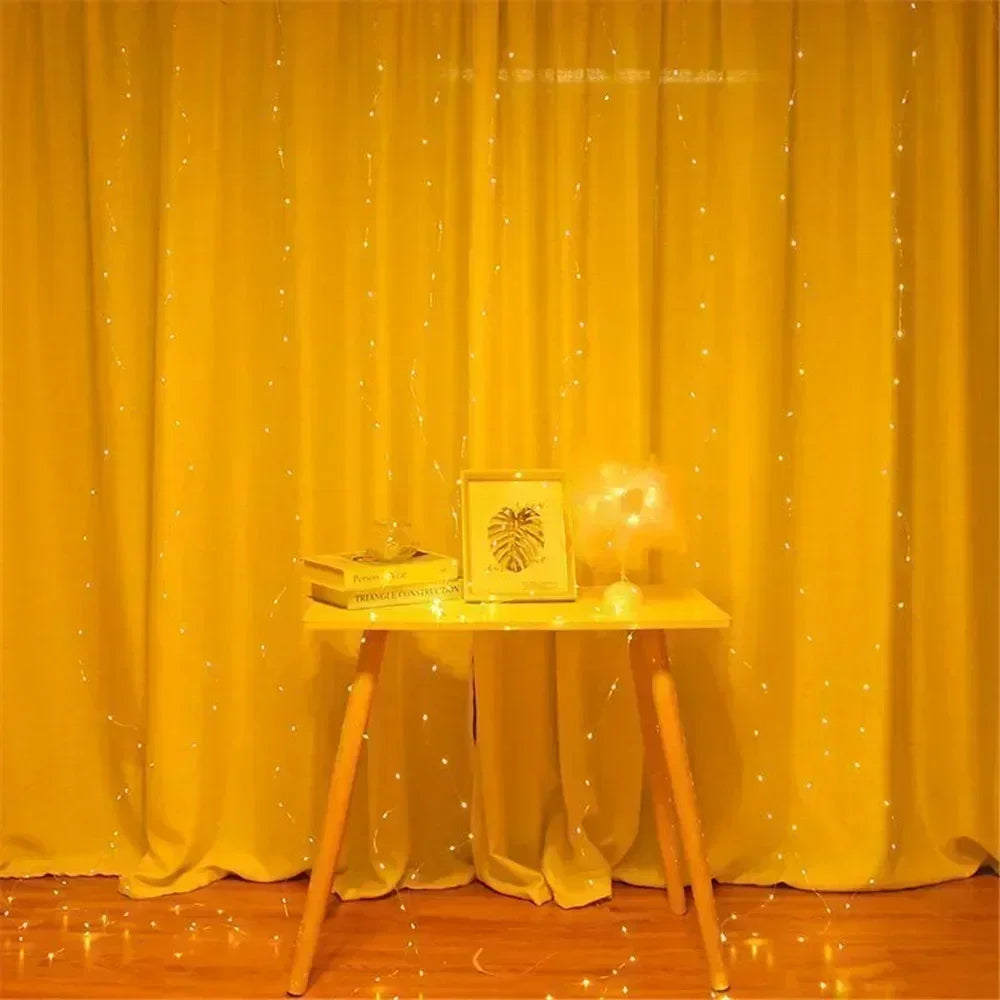 Wedding Garland Fairy Lights Outdoor 8 Mode LED USB Curtain Light String Christmas Tree Holiday Decoration Garden Light