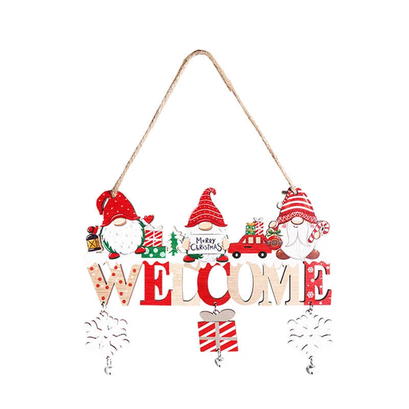 Natal Navidad Christmas Decor Happy New Year Christmas Hanging Pendant Wooden Crafts Santa Claus Wall Ornament