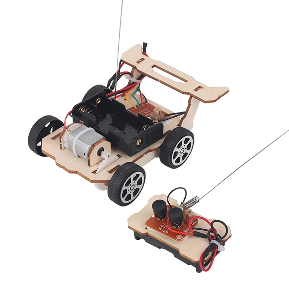 DIY Wooden Remote Control Car Model Assembly RC Toys Science Experiment Kits Exercise Thinking STEM Educational Toy Gift for Kid
