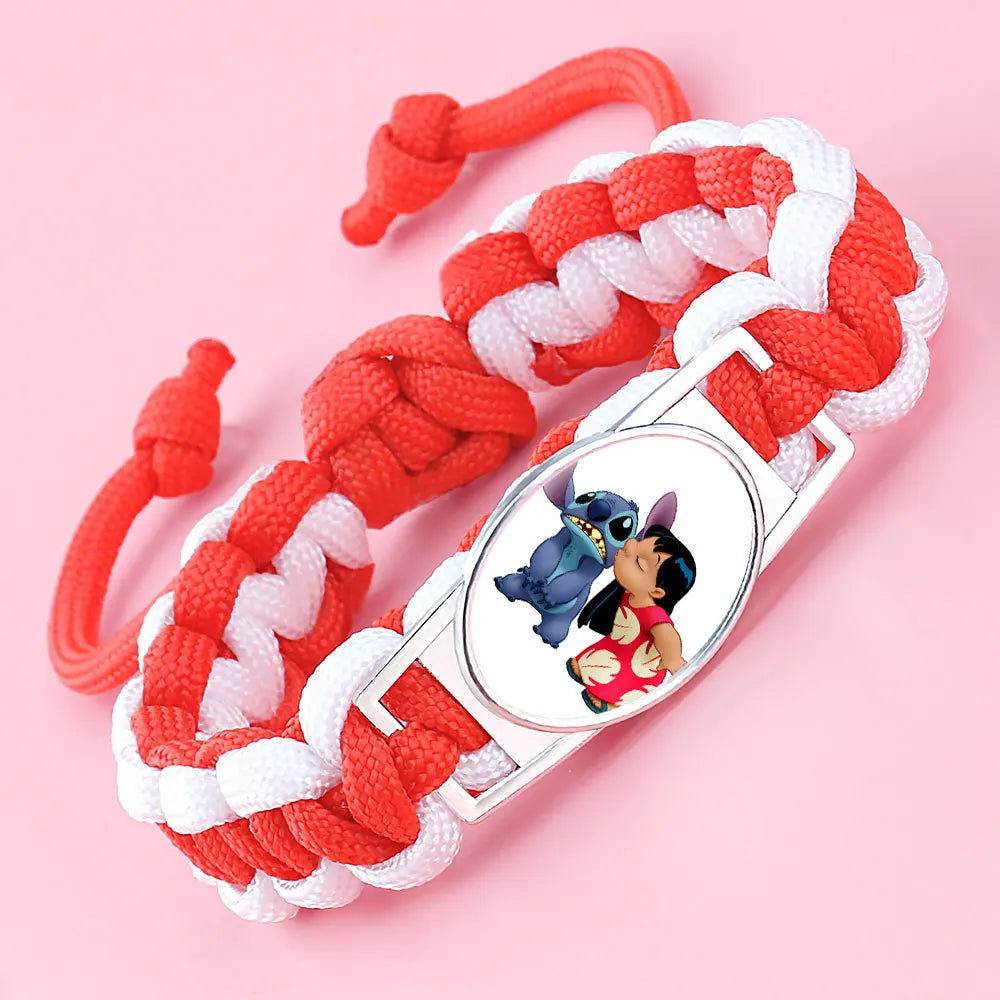 Kawaii Stitch Handwoven Bracelets Lilo Stitch Cartoon Anime Women Jewelry Decoration Woven Bracelet Party Birthday Gifts Girls