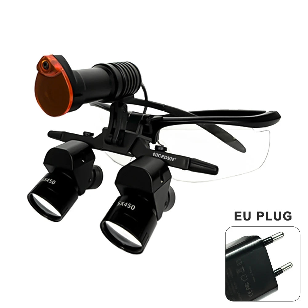Lupas 5x Lupa Binocular Dental 5w LED Medicina De Laboratorio Lente De Aumento Binocular Luz Equipo Quirúrgico Dental