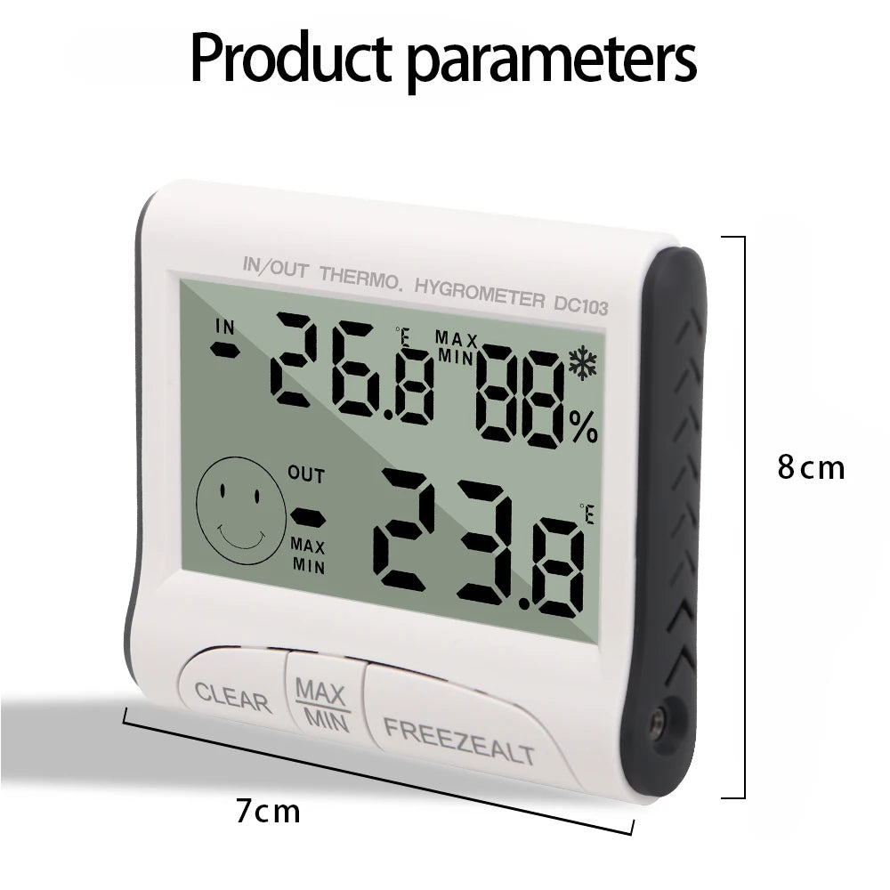 DC103 Temperature Humidity Meter LCD Display Digital Thermometer Hygrometer Mini Weather Station Temp Tester with Sensor