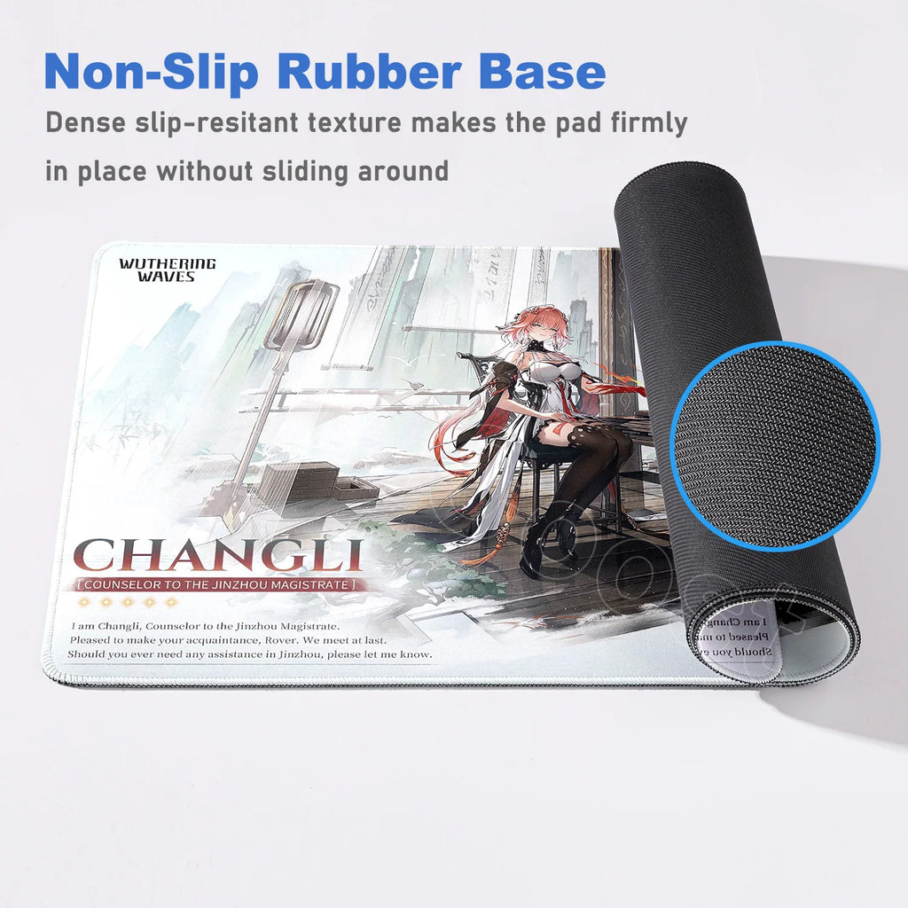 Wuthering Waves Character Illustration Mouse Pad Changli Carlotta Augusta Luno Mousepad Gaming Large Computer Non-slip Desk Mats