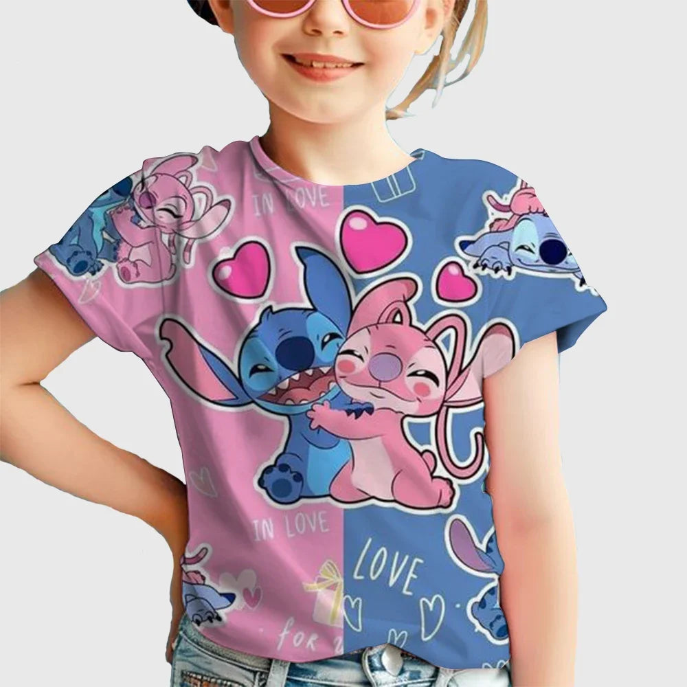 Kawaii Lilo Stitch Cartoon T Shirt Children Kids Stitch Cute Manga T-shirt Y2k Graphic Tshirt Top Tees Stich Boys Clothes Girls