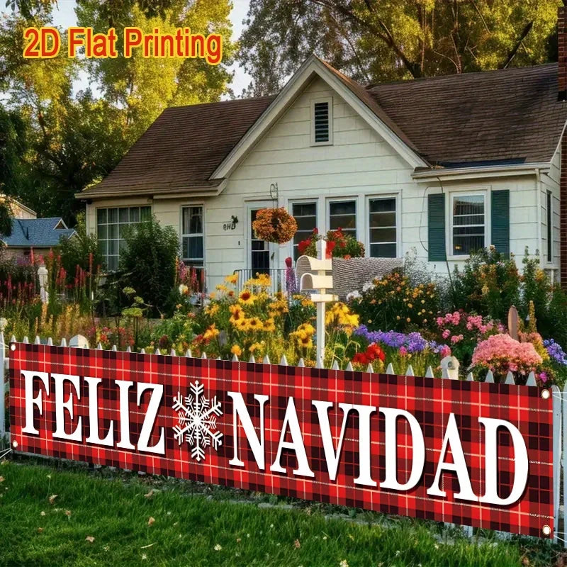 1 Feliz Navidad Christmas banner - Spanish "Merry Christmas" decoration, suitable for holiday party decorations