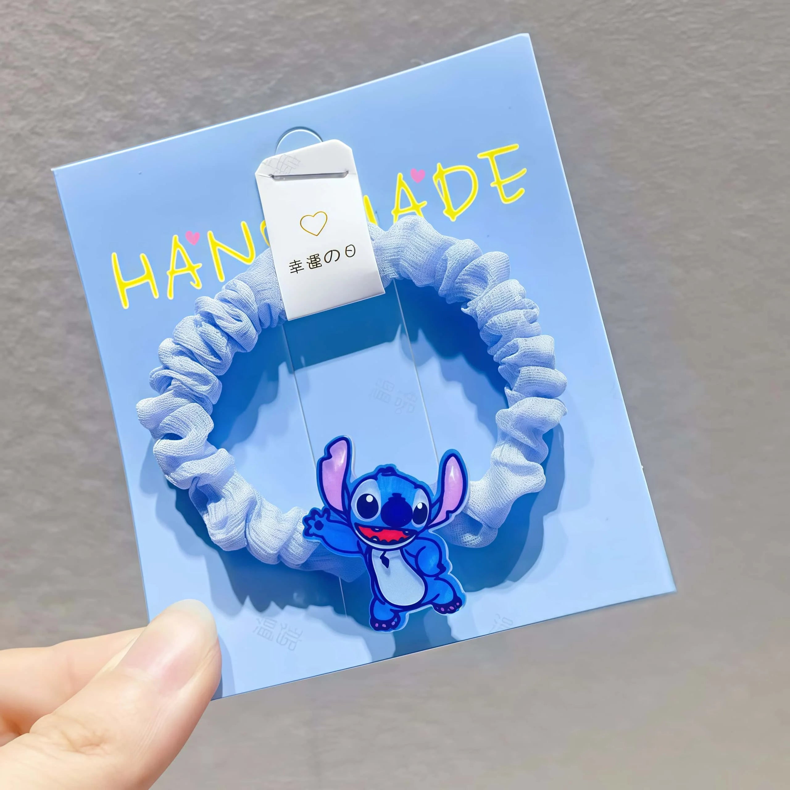 Kawaii Stitch Hair Scrunchies Set, Cute Blue Elastic Hair Bands for Daily Hairstyle & Decor