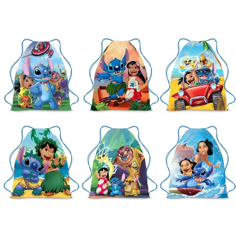 6/24pcs Lilo & Stitch Storage Bag Nonwoven Pink Angel Stitch Drawstring Bags Party Decor Kids Birthday Christmas Gift