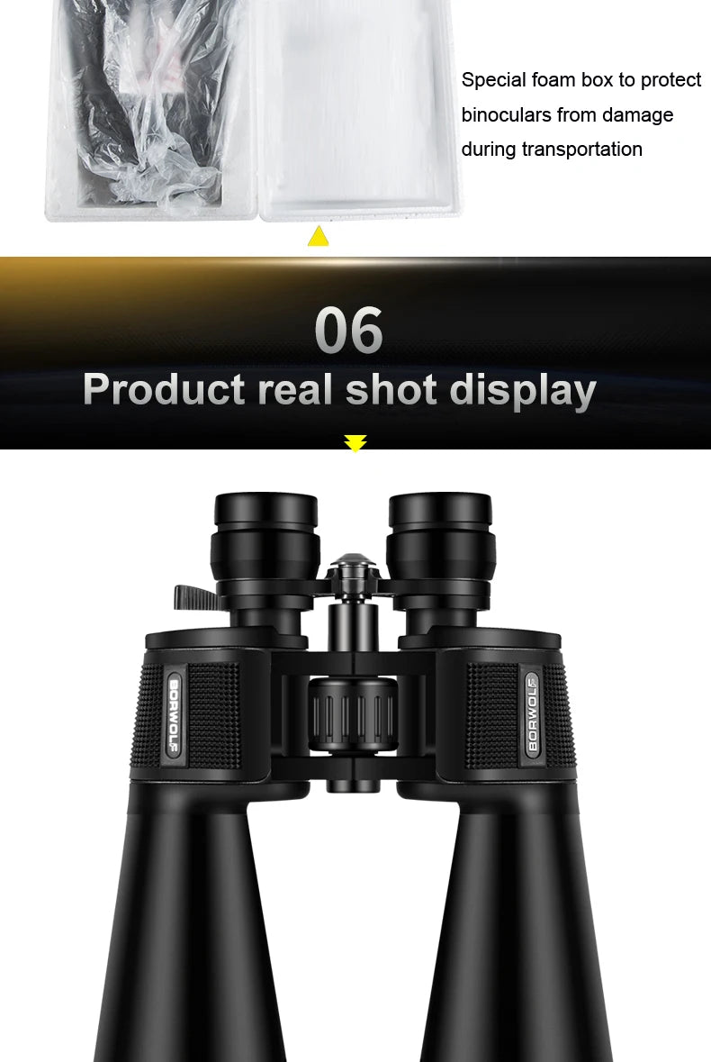BORWOLF 20-60X70 Binoculars High Magnification  Long Range Zoom 60 Times  Hunting   Astronomical Telescope HD Professiona  Zoom