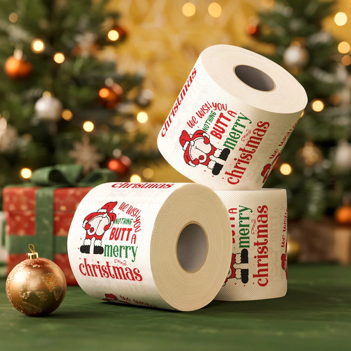 1/5pcs Happy 2026 New Year Christmas Toilet Roll Paper Xmas Tissue Roll Kitchen Home Decoration Holiday Party Supplies