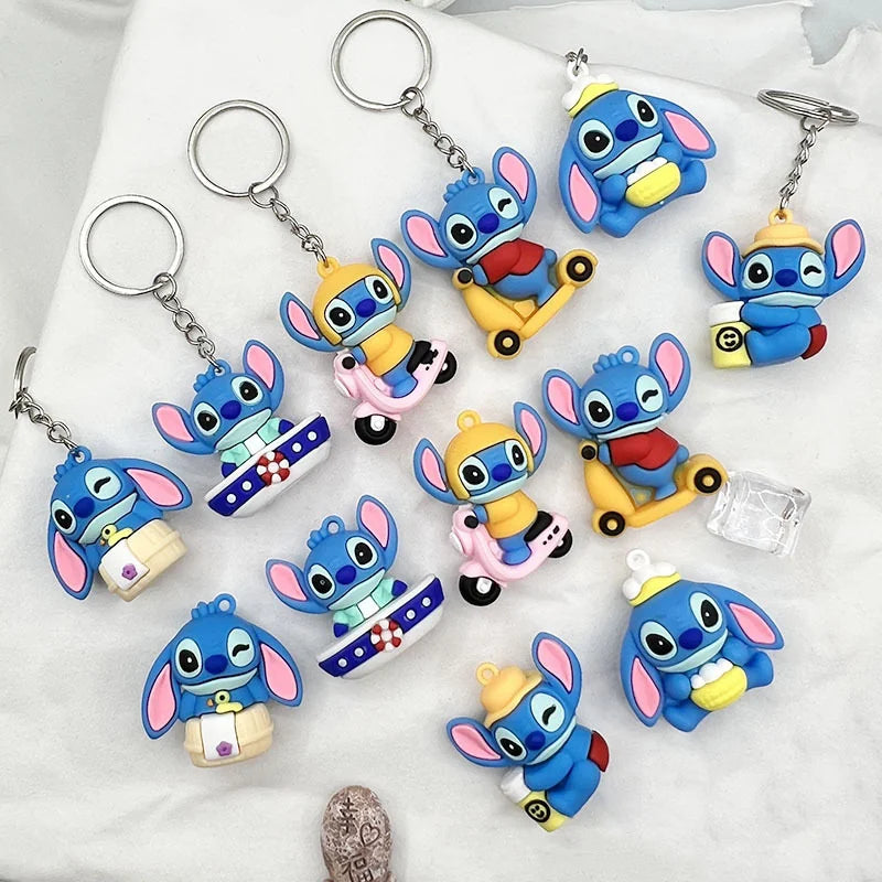 10Pcs/Lot Cartoon Keychain Cartoon Lilo & Stitch Cute Doll Keyring Ornament Key Chain Car Pendant Kids Gifts