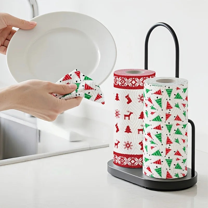 Christmas Kitchen Paper Towels Thick 3 Ply Disposable Cleaning Roll Strong Absorbent Wet And Dry Household Tissue Roll